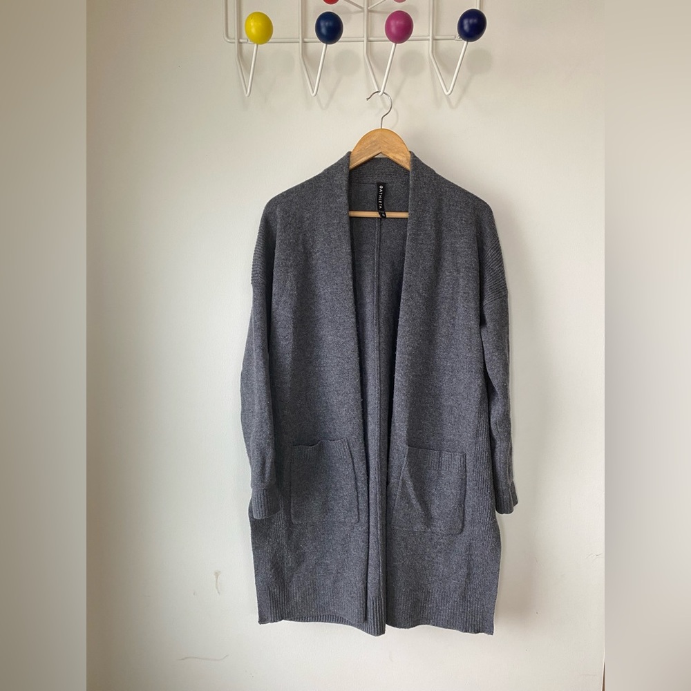 Athleta Gray Long Knit Cardigan